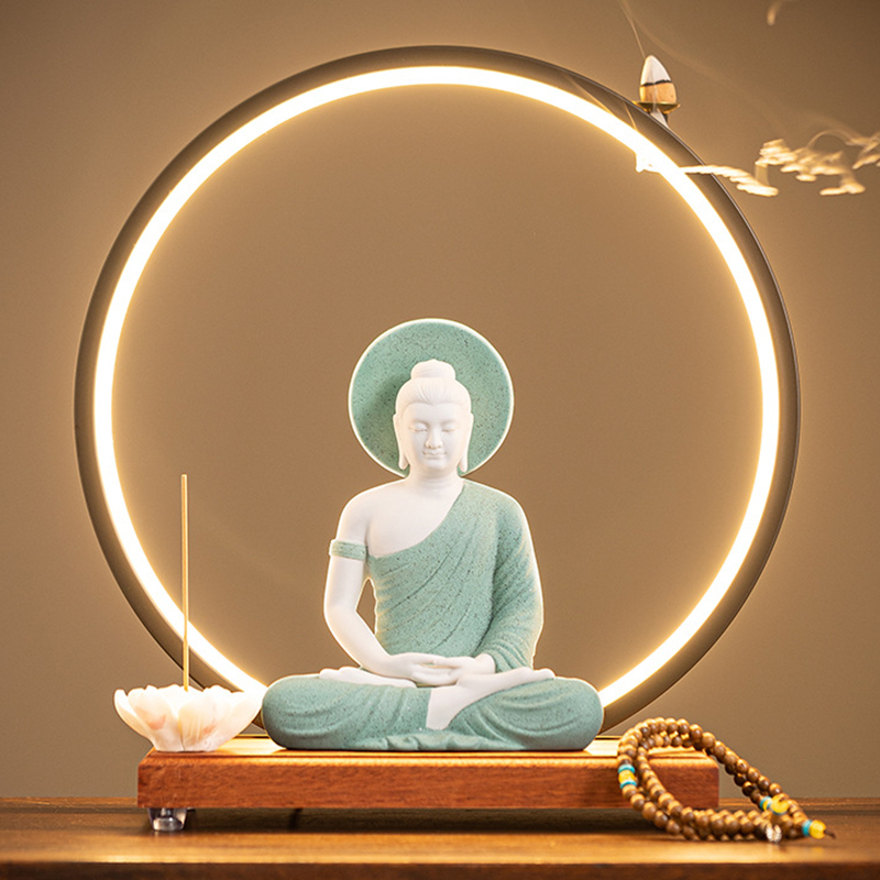 Sakyamuni [buddha light] white porcelain green   lamp circle