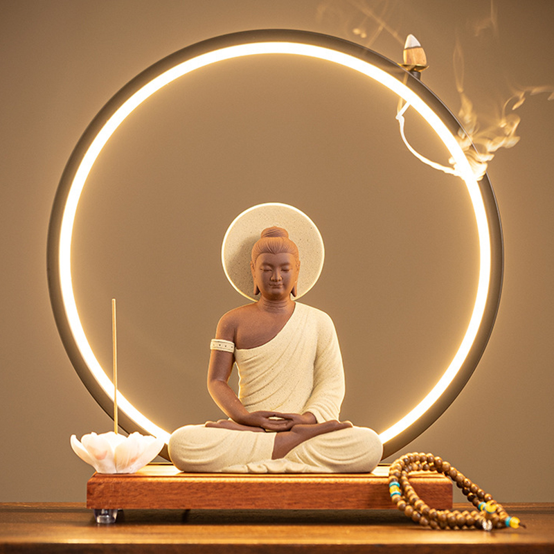 Sakyamuni [buddha light] purple clay yellow   lamp circle