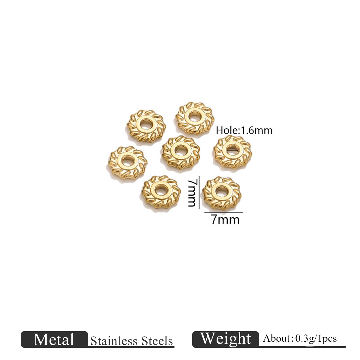 3:Golden twist wheel beads-7mm