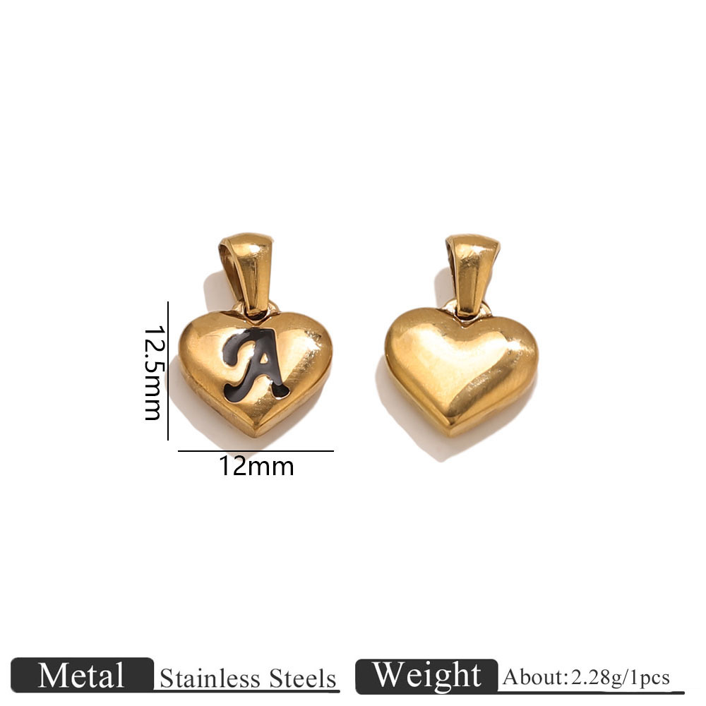 1:Golden heart engraved letter pendant-a
