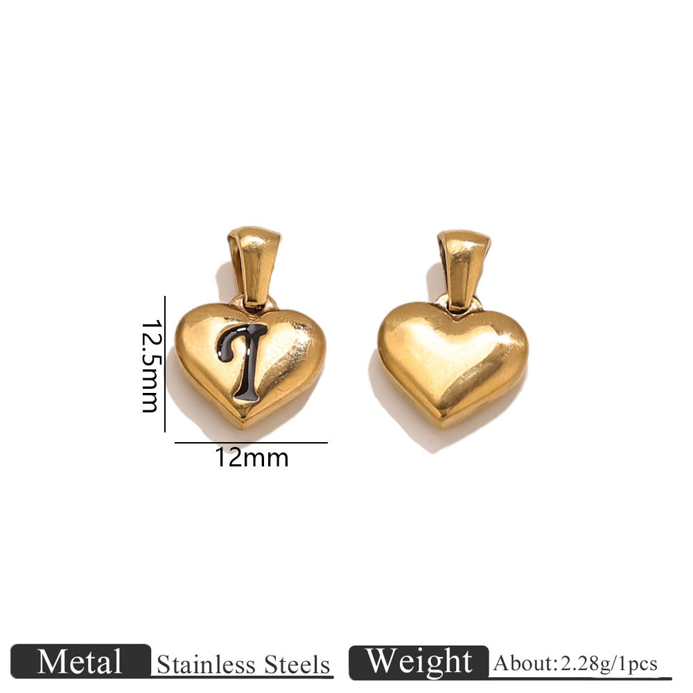 9:Golden heart engraved letter pendant-i