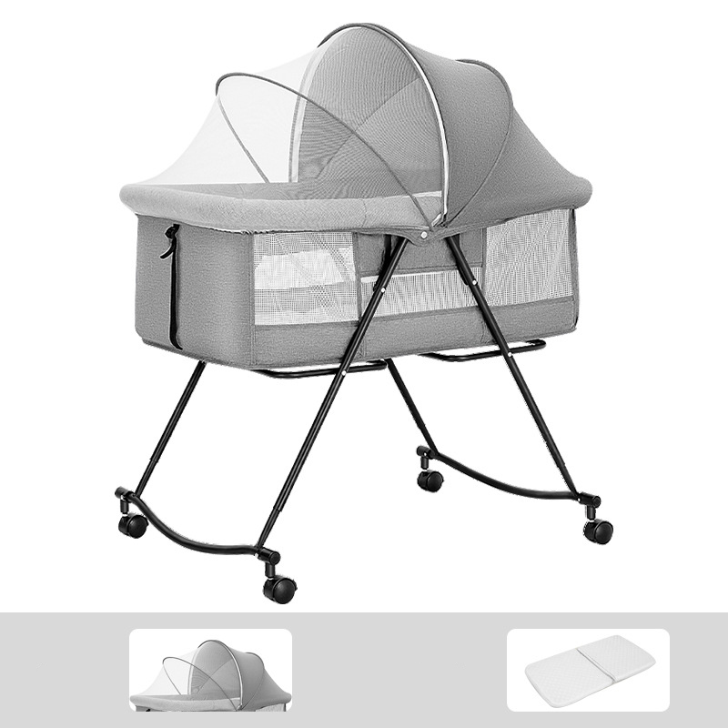 Simple Folding Crib-Grey