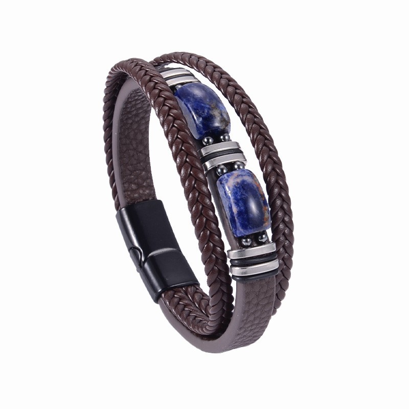 22:Coffee leather rigid buckle old blue pattern
