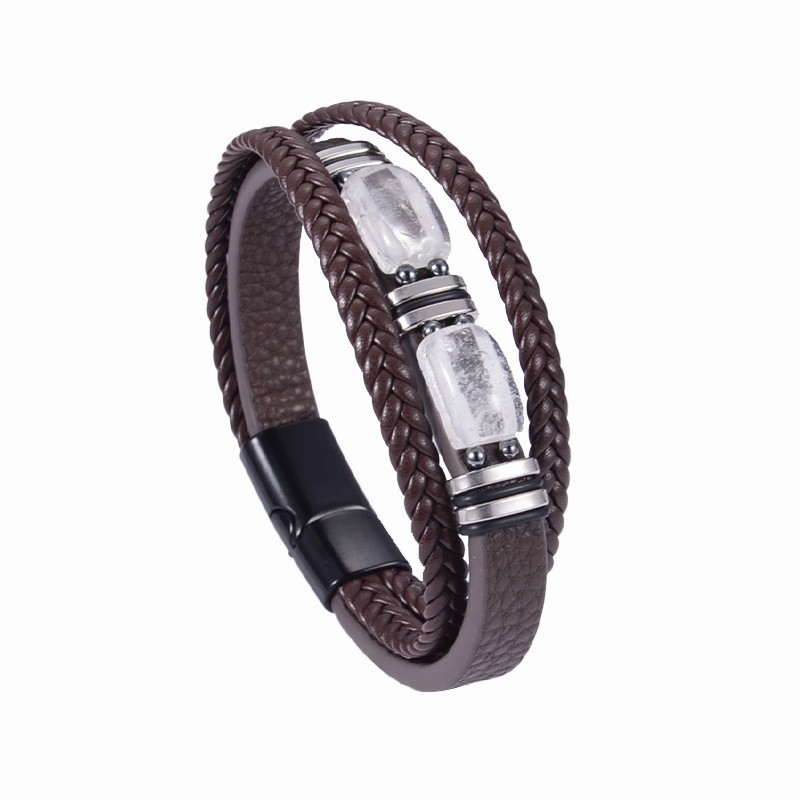 24:Coffee leather rigid buckle white crystal