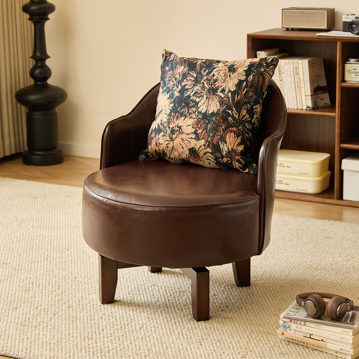 Solid Wood Legs - All Brown, Free Cushion with Random Color