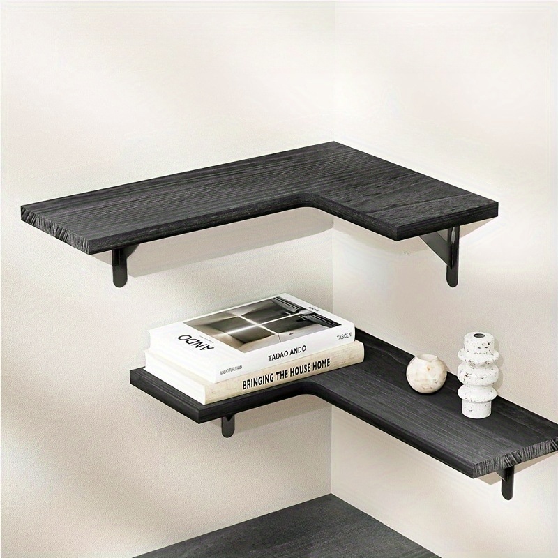 Tung wood black L-shaped 2 pieces