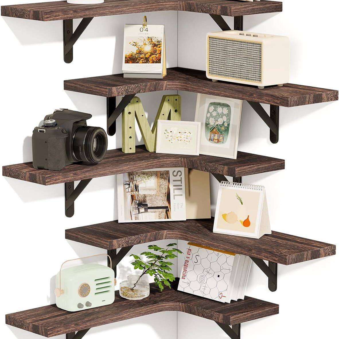 Tung wood re-burned dark brown L-shaped 5-piece pack