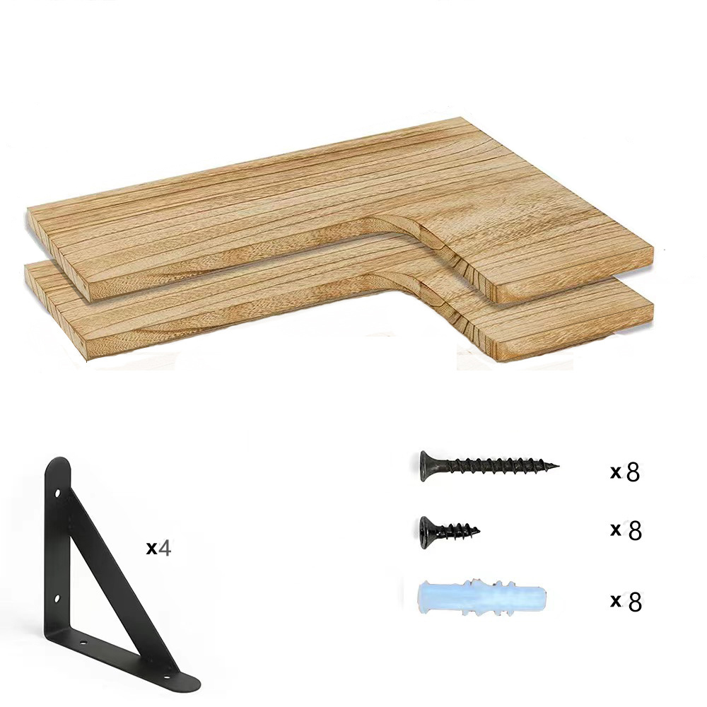 Carbonized paulownia wood light brown L-type 2 pieces