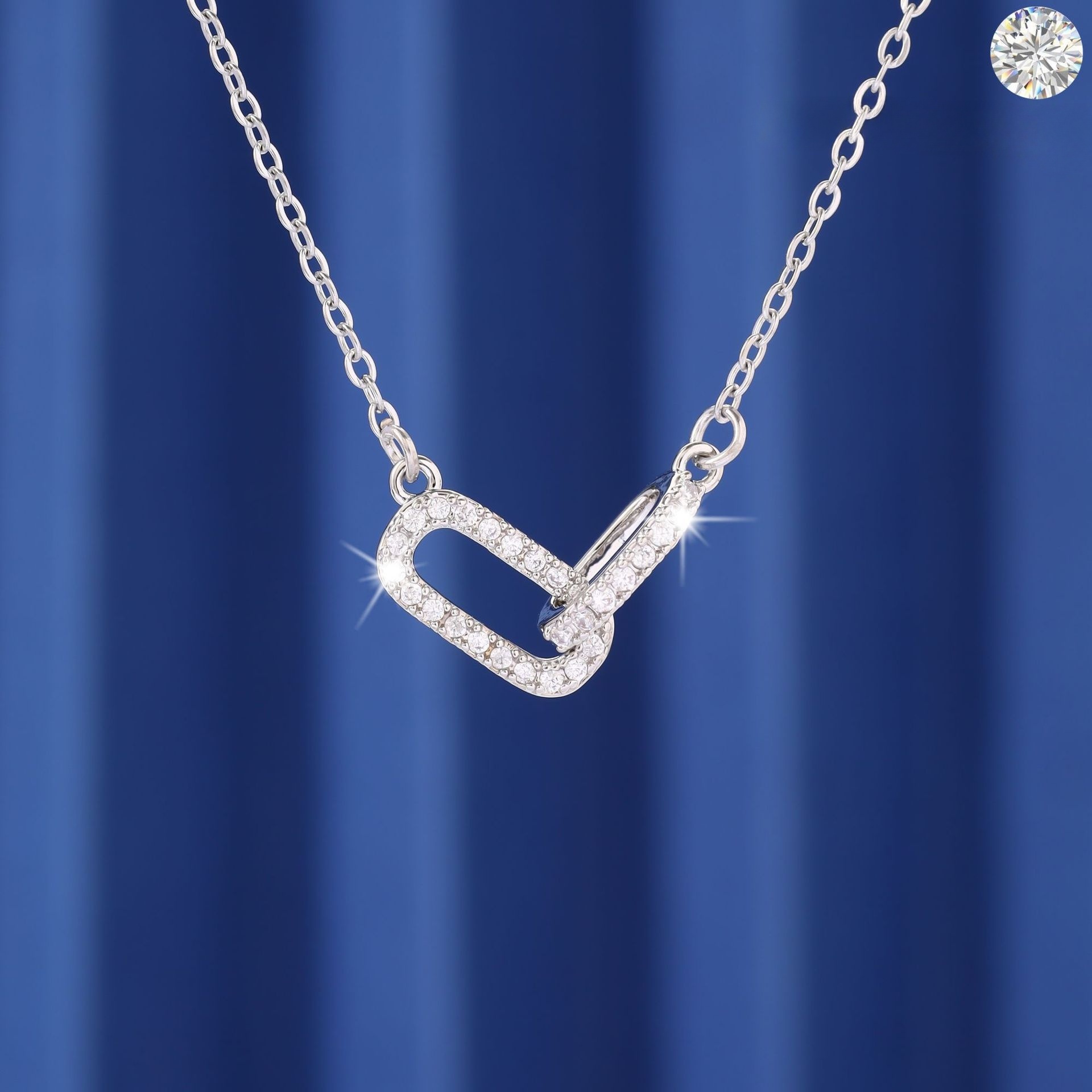 2:Double circle zircon necklace (silver)