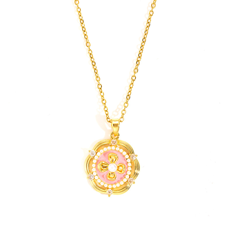 Rose four leaf flower necklace-gold-1.78cm