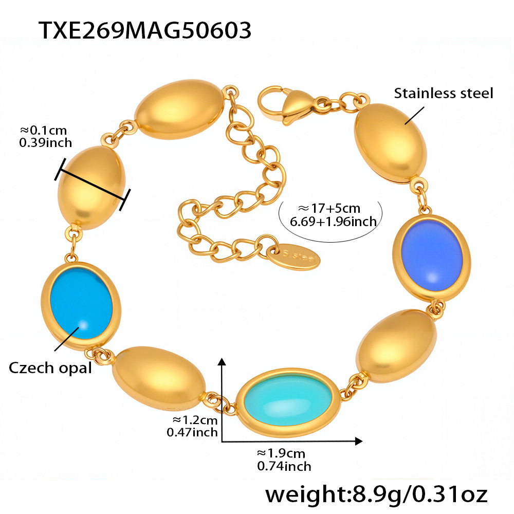 TXE269--golden blue opal bracelet 17+5cm