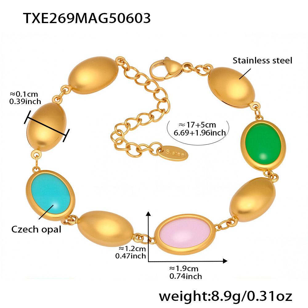TXE269-gold mixed opal bracelet 17+5cm