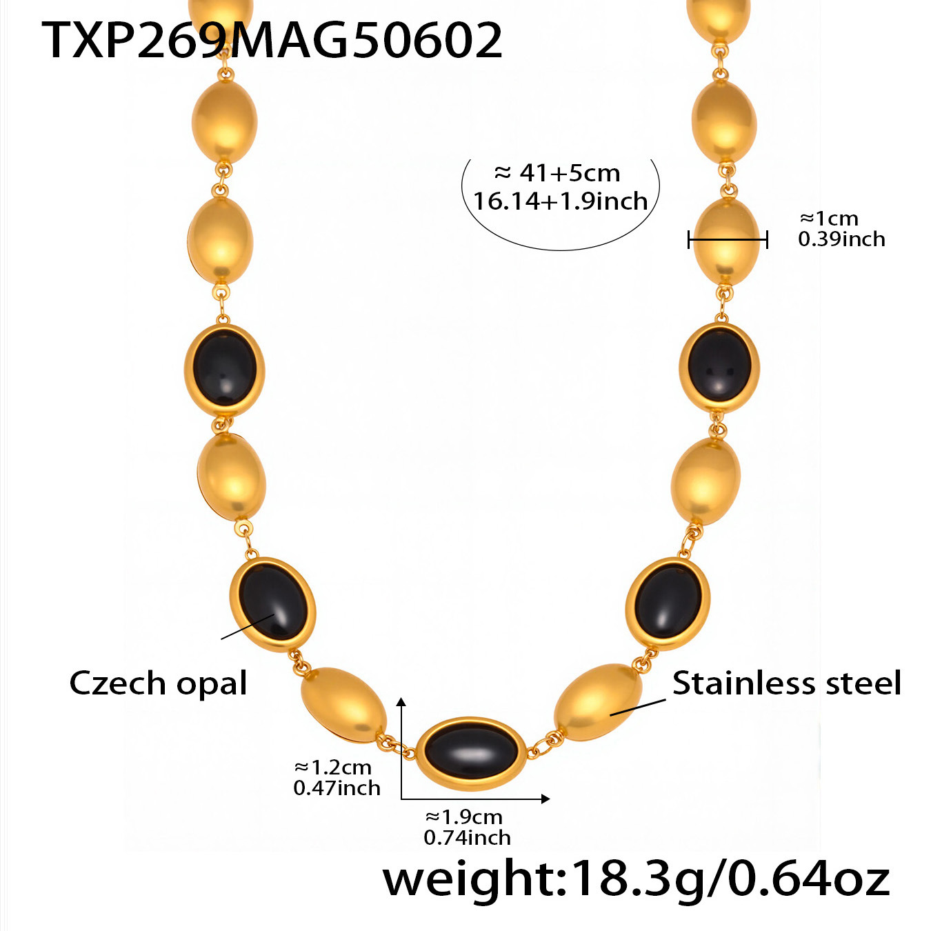 1:Txp269-golden black opal necklace 41+5cm