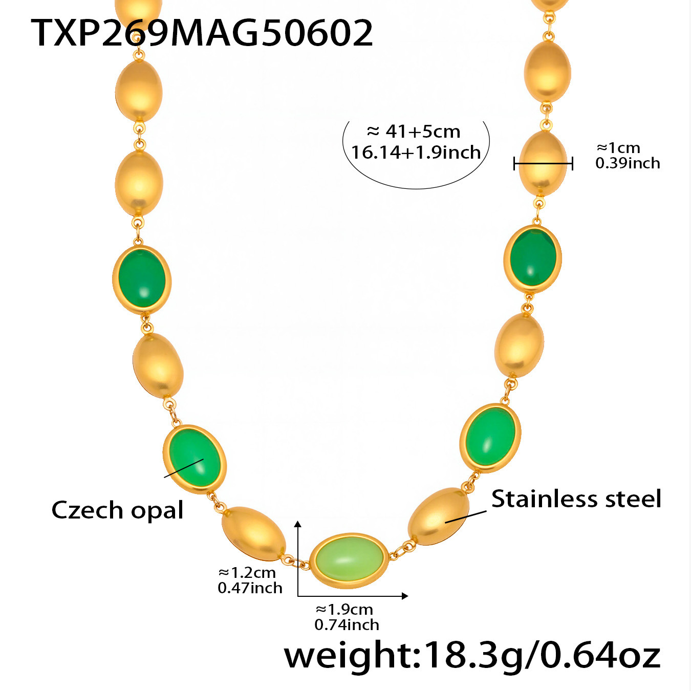 3:Txp269-golden green opal necklace 41+5cm