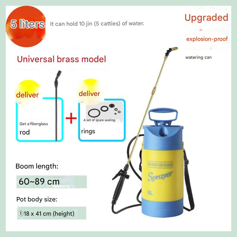 5 liter blue yellow bottle pressure gauge   brass telescopic spray rod