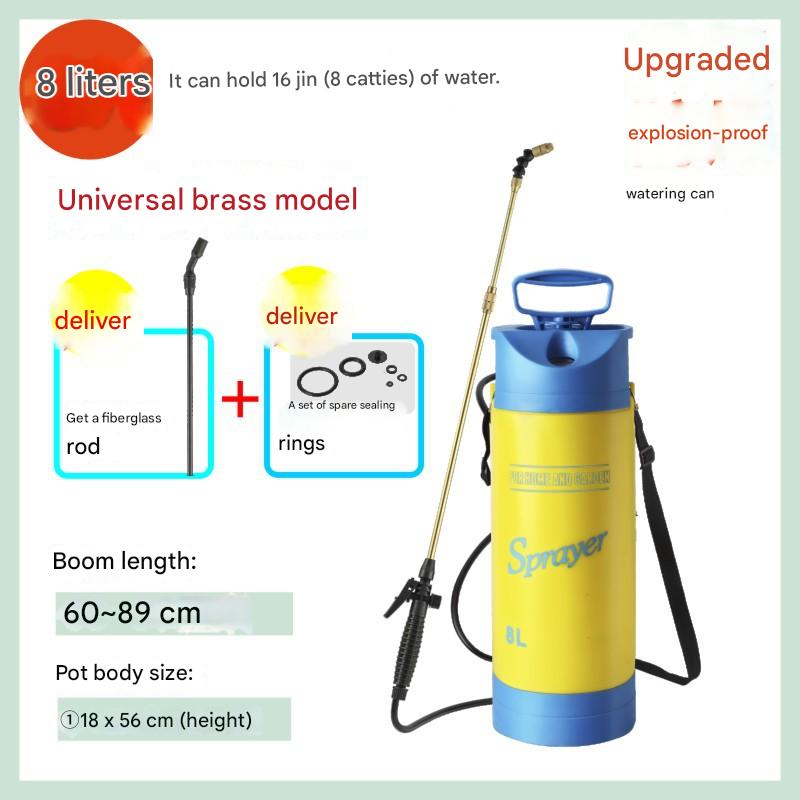 8 liter blue yellow bottle pressure gauge   brass telescopic spray rod