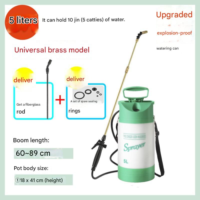 5 liter green white bottle pressure gauge   brass telescopic spray boom