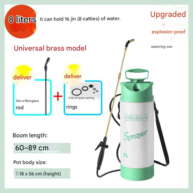 8 liter green white bottle pressure gauge   brass telescopic spray rod