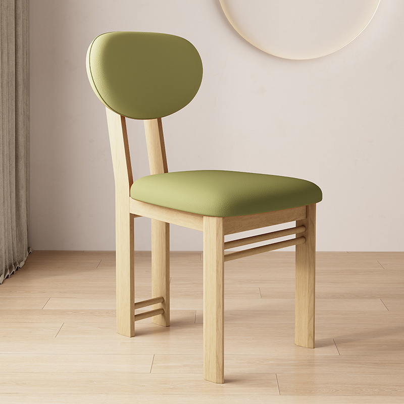 Wood color   green leather