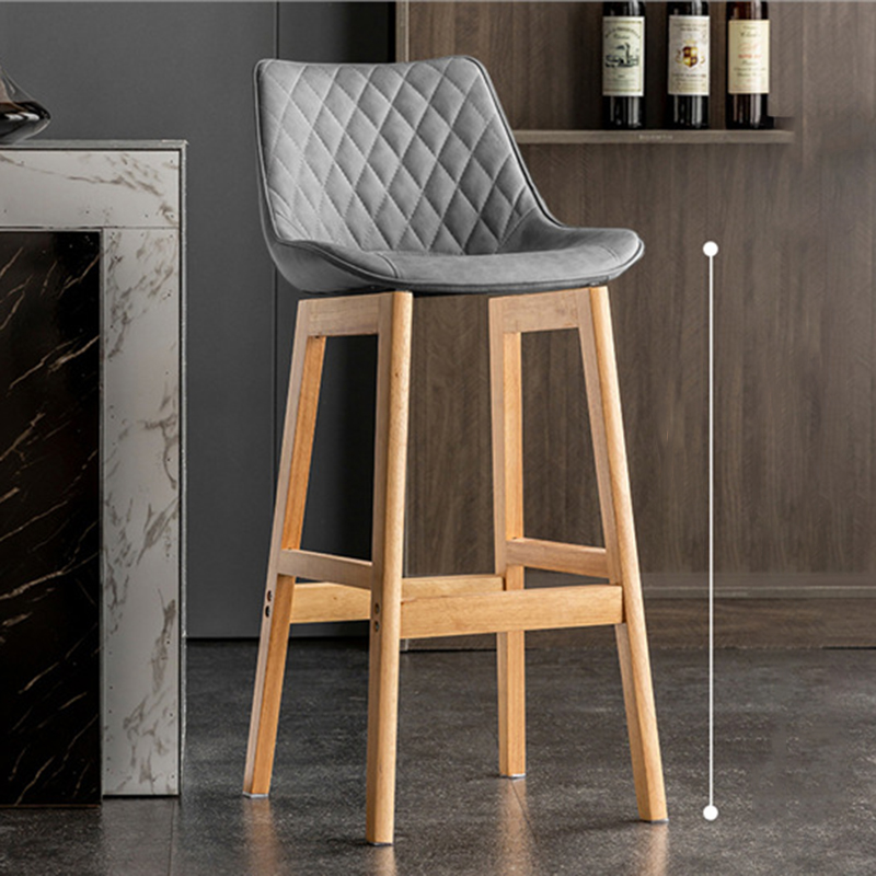 natural wood frame   gray leather