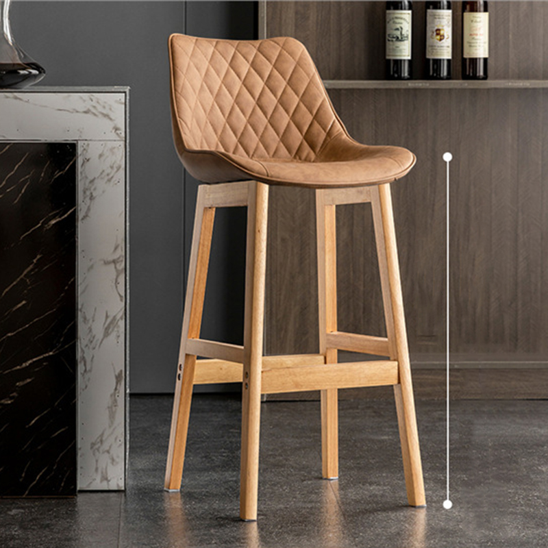 natural wood frame   brown leather