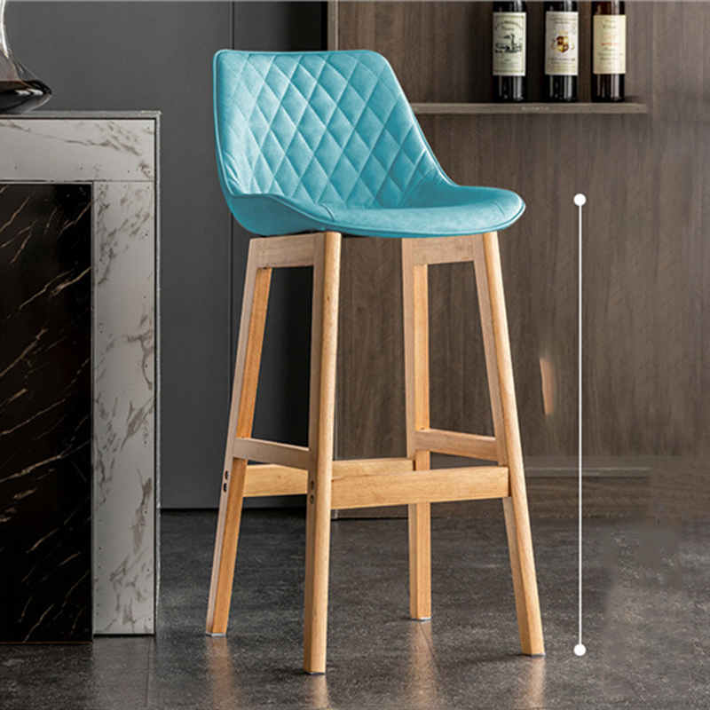 natural wood frame   blue leather