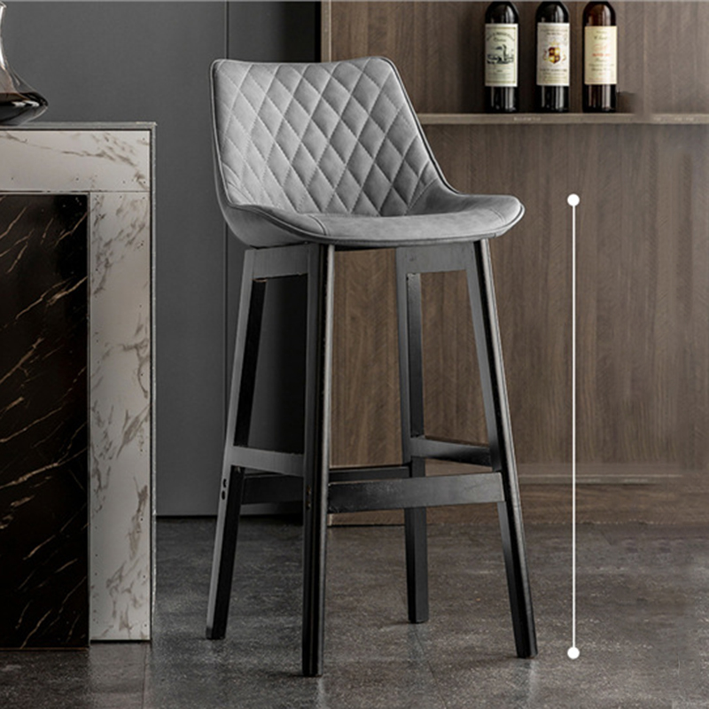 black wooden frame   gray leather