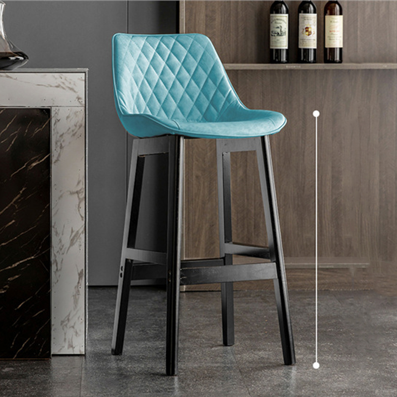 black wooden frame   blue leather