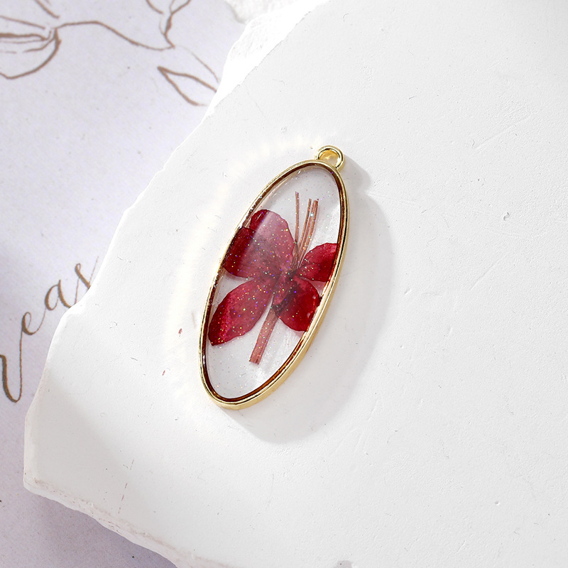 3:3 glitter oval red flowers