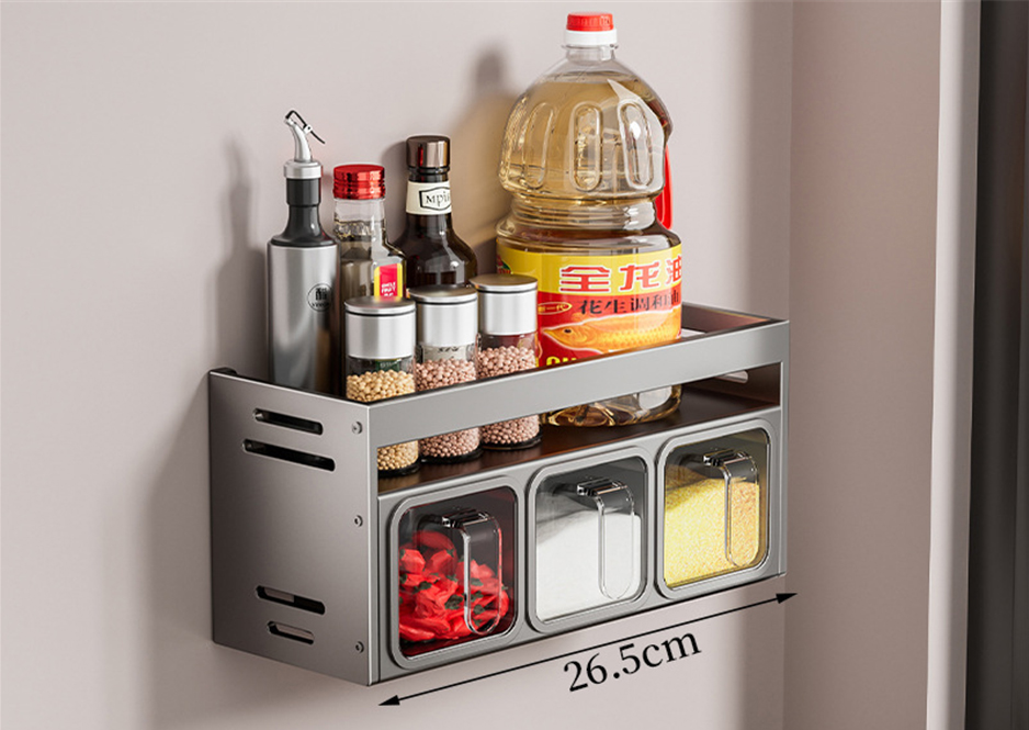 gray spice rack (with 3 boxes)