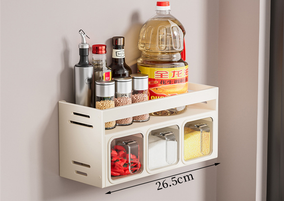 Cream white spice rack (with 3 boxes)