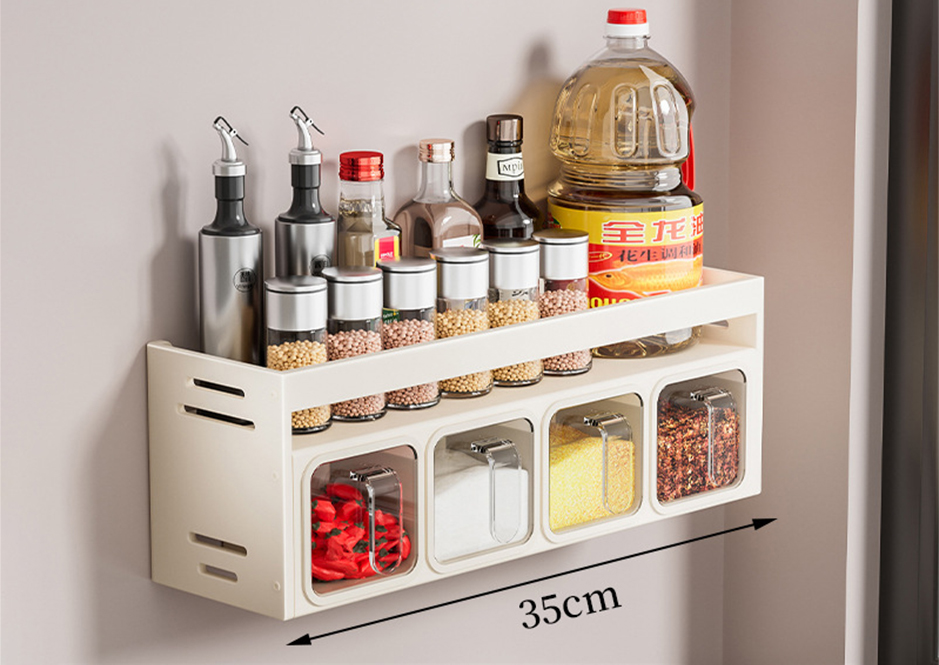 Cream white spice rack (with 4 boxes)