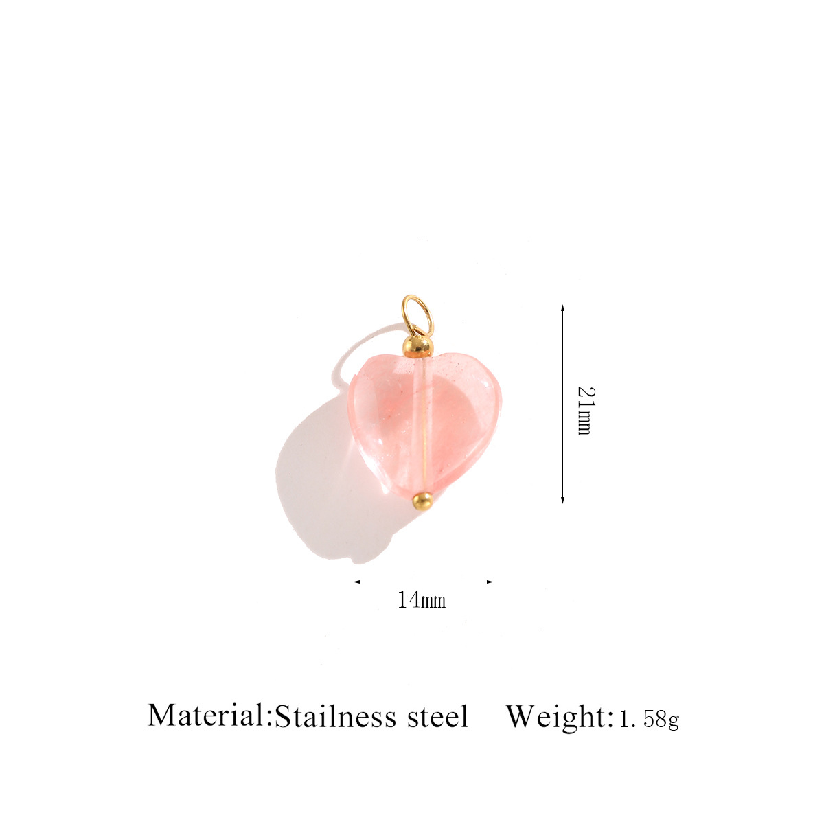 5:Bead needle   stone bead pendant - light pink