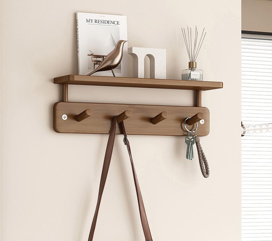 [brown] four hooks-upgraded shelf model/40x11x17cm