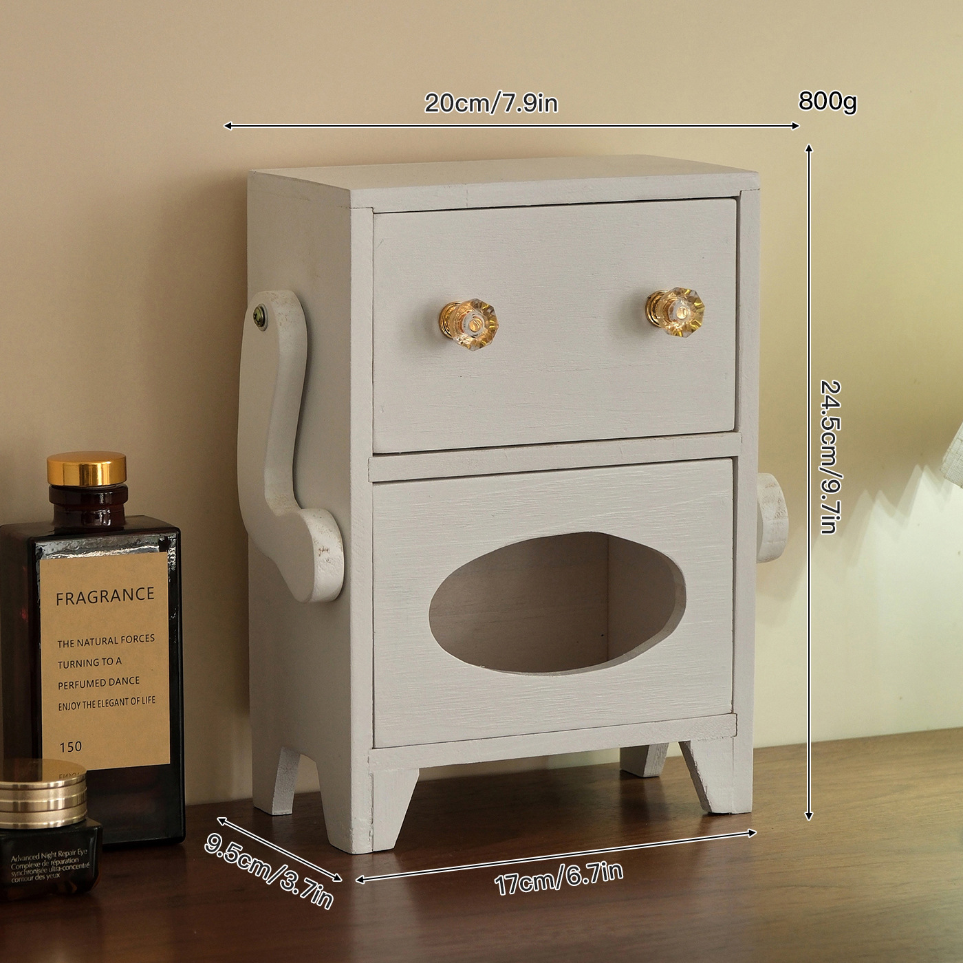 Flat drawer tissue box white