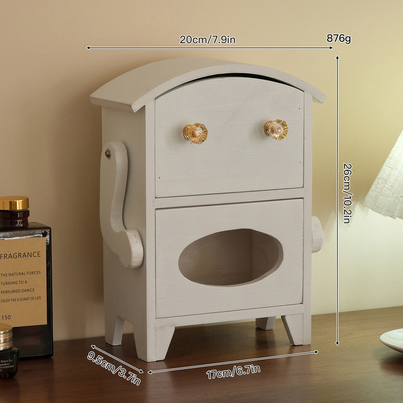 Round drawer tissue box white