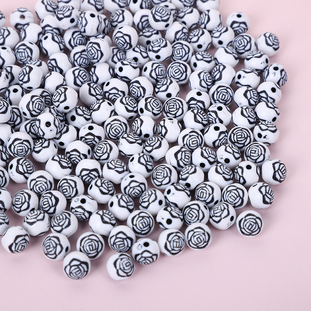 2:Rose beads white and black