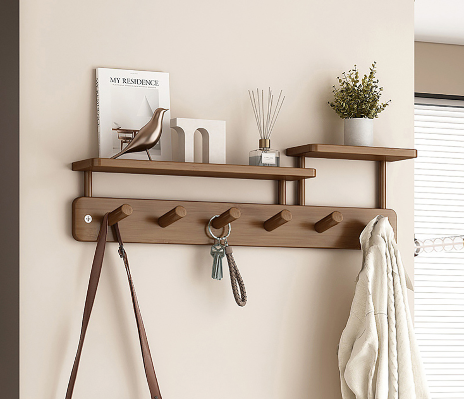 [brown] six hooks-upgraded shelf modell/59x11x17cm