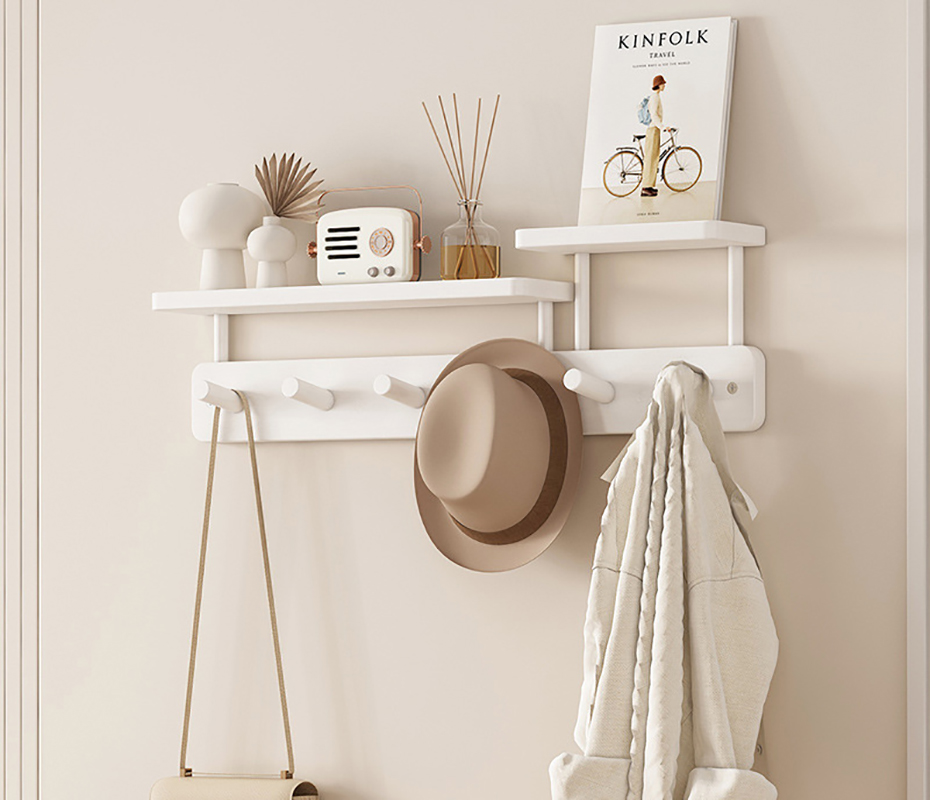 [white] six hooks-upgraded shelf modell/59x11x17cm