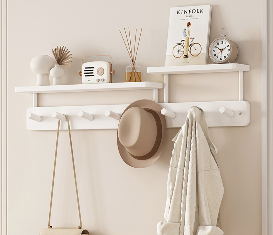 [white] eight hooks-upgraded shelf model/79x11x17cm