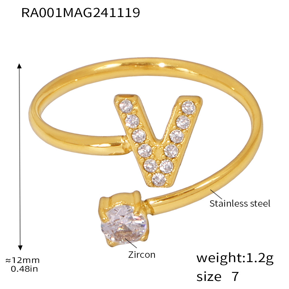 101:RA001-Gold-V Ring-free size Size 7