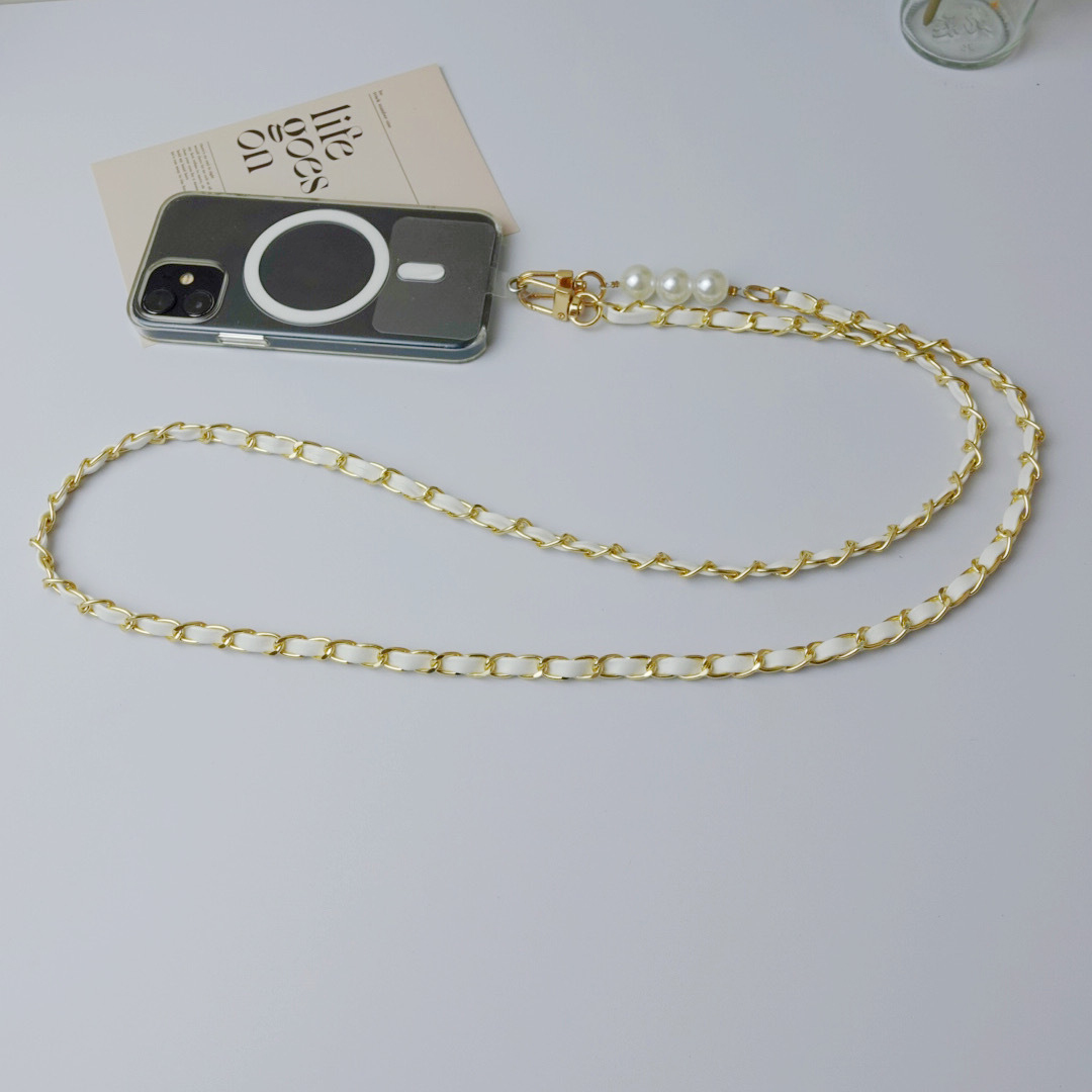 4:White chain cross-body style [with transparent mobile phone clip and no round buckle]