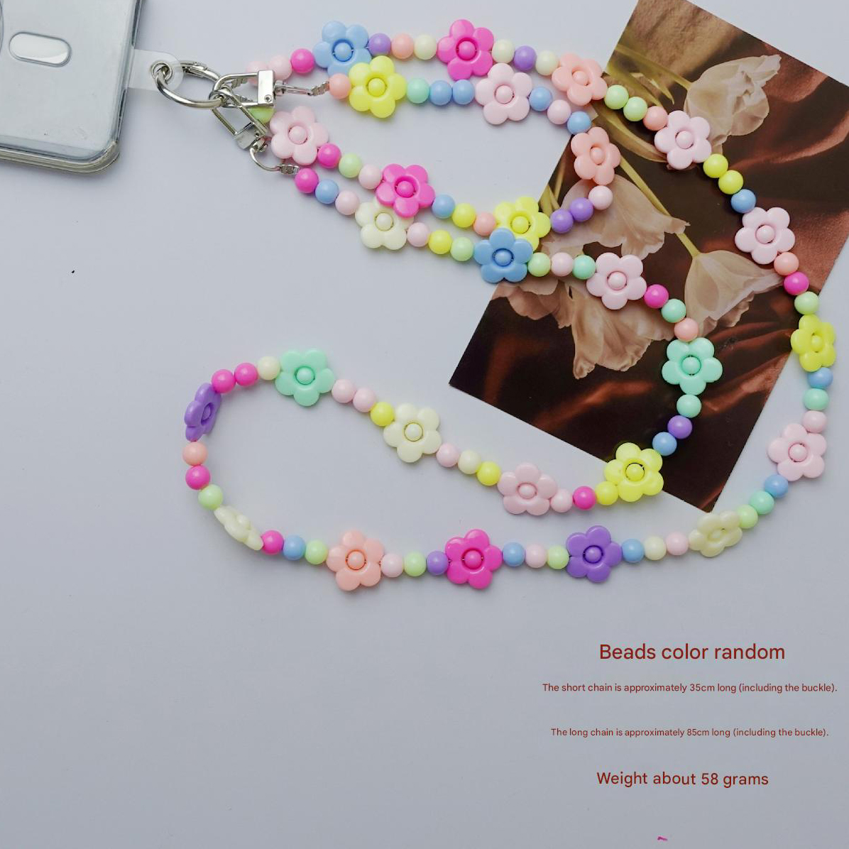 1:Macron color flower style [mobile phone chain halter chain = crossbody chain]