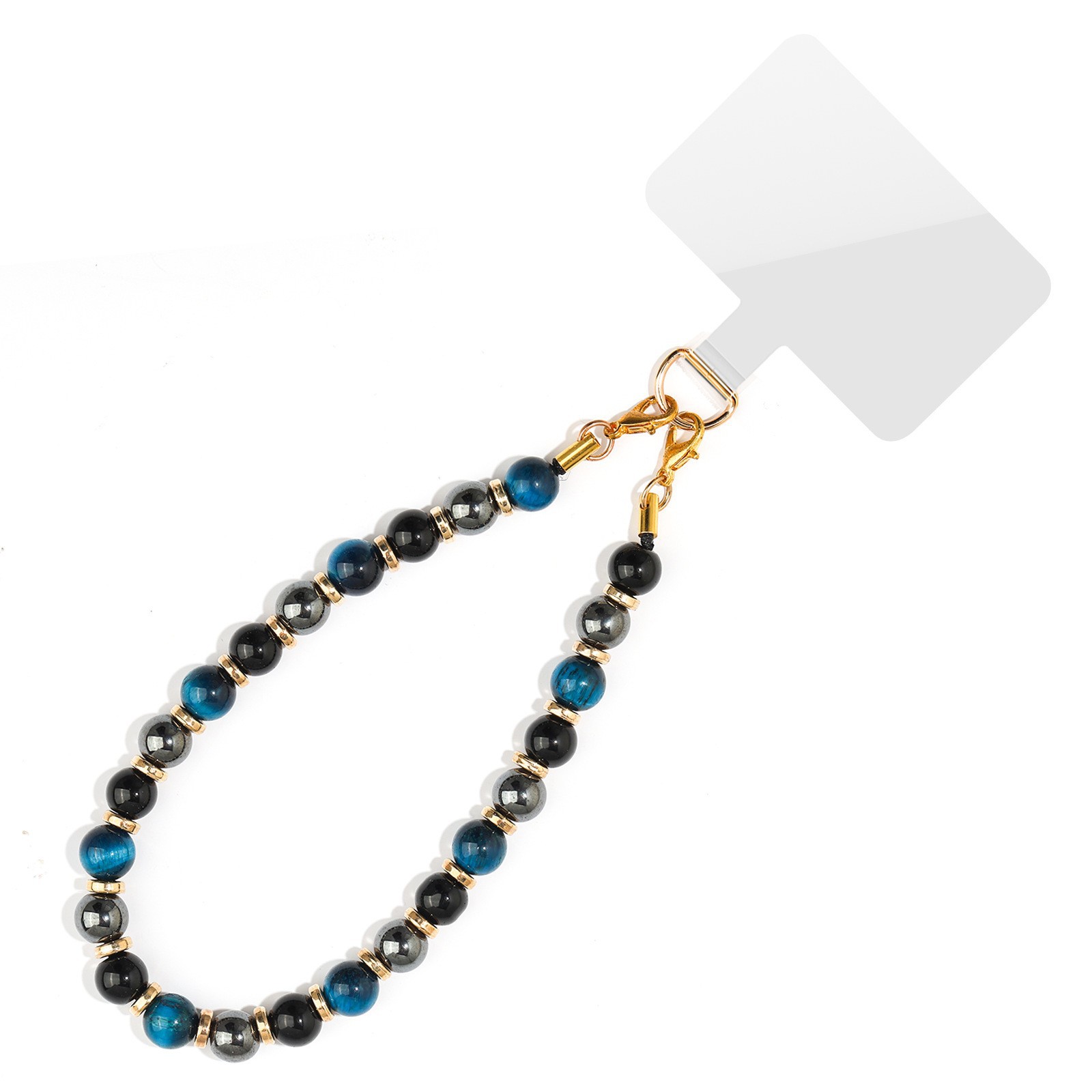 8:Blue tiger eye stone triple protection mobile phone chain