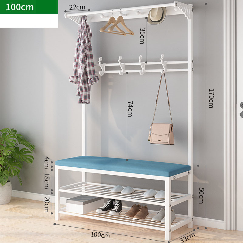 Coat rack   shoe changing stool blue and white