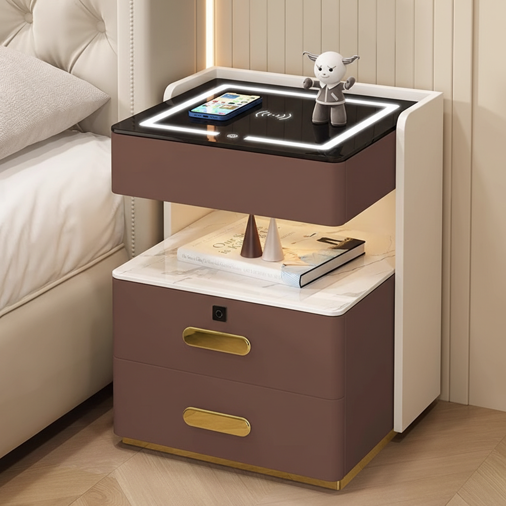 Champagne coffee   three-color light   wireless charging   USB   audio   fingerprint lock