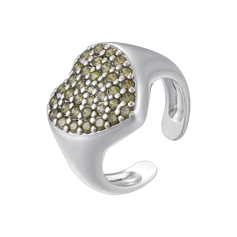 11:White gold olive green diamond