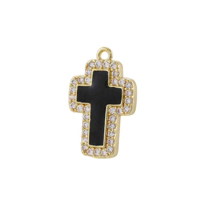 1:Golden white diamond black cross