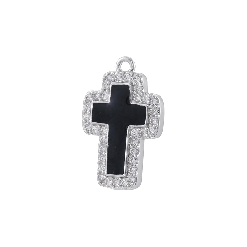 2:White gold white diamond black cross