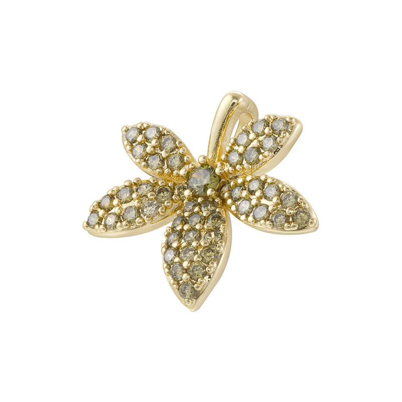 3:Gold olive green diamond bee pendant